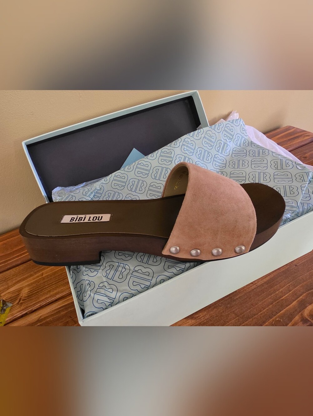 Bibi Lou Wood Bottom Slide Mule